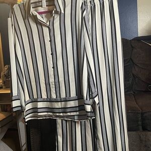 Striped Black and White Pants Set